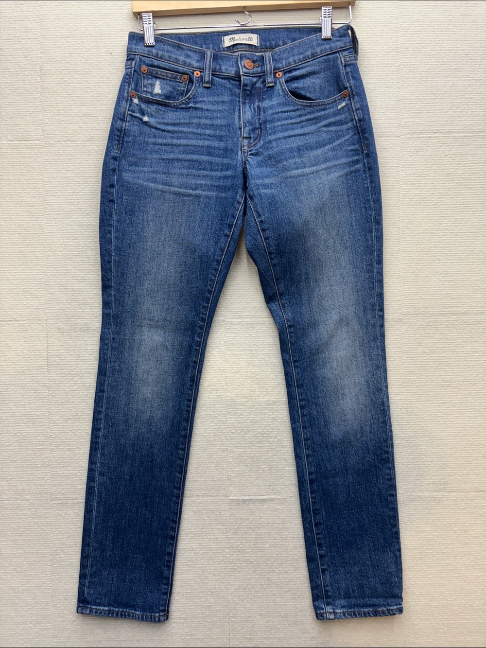 Madewell Skinny High-Rise Jeans in Medium Wash Blue slim boyjean 24